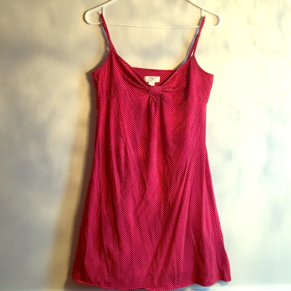 Loft red with white polka dot dress
